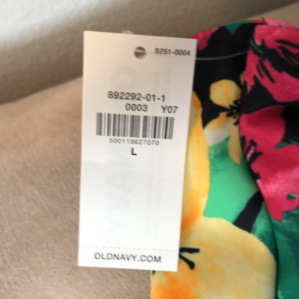 Old Navy floral bikini bottom, tie front, size L - Picture 4 of 7